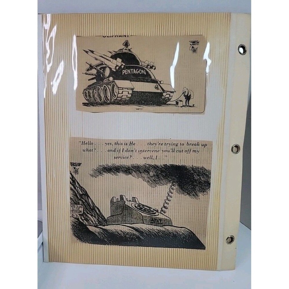 Vintage Pat Oliphant Political Cartoon Clippings Pentagon Military Scrapbook...